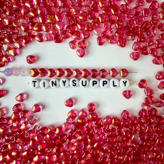 6MM Red Pink Colored Glass Heart Beads B07