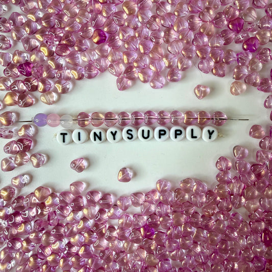 6MM Violet Colored Glass Heart Beads B06