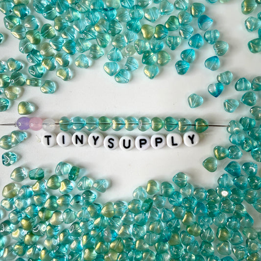 6MM Sea Green Colored Glass Heart Beads B05