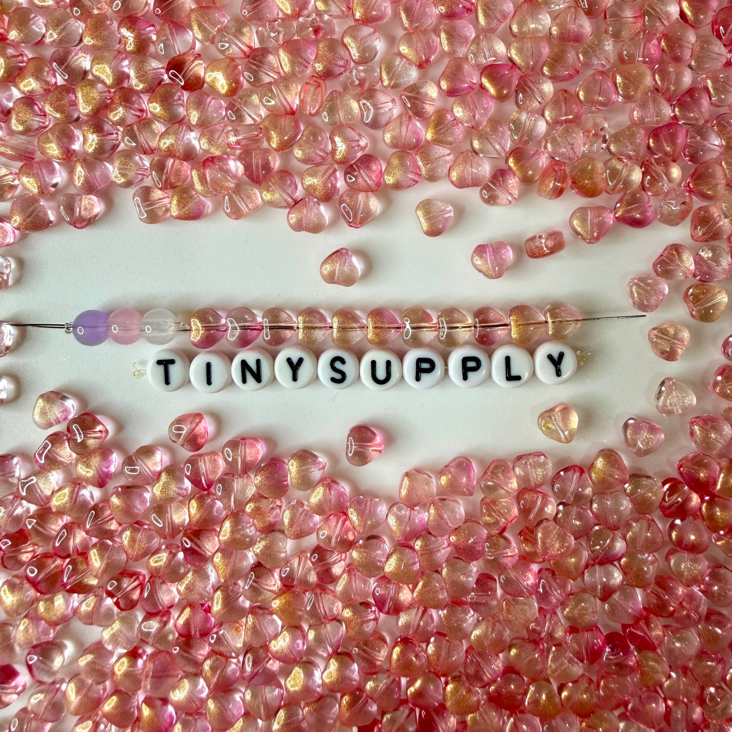 6MM Pearl Pink Colored Glass Heart Beads B04