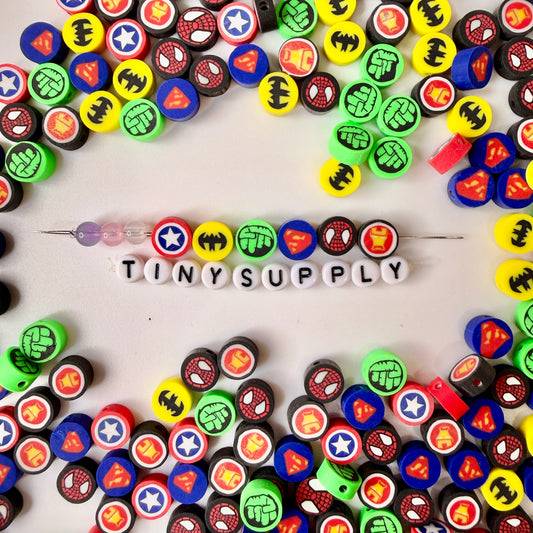 10MM Superhero Themed Polymer Clay Beads