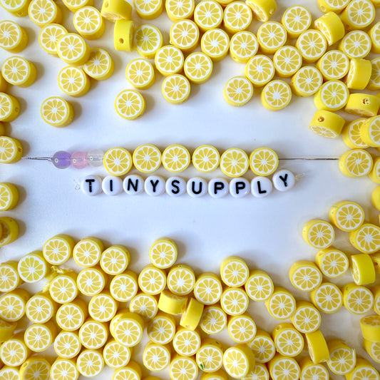 10MM Lemon Slice, Fruit Themed Polymer Clay Beads