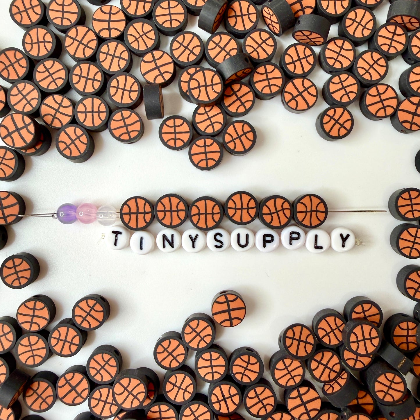 10MM Basketball, Sports Themed Polymer Clay Beads