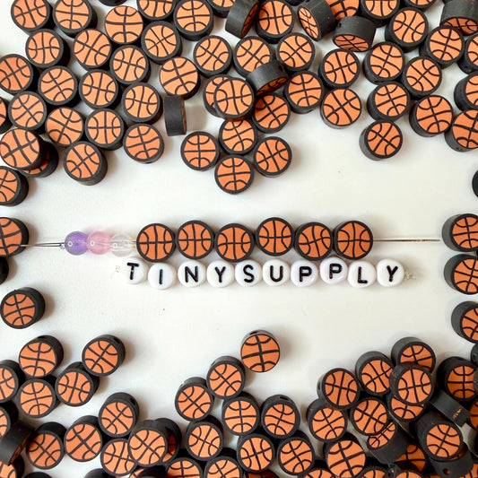 10MM Basketball, Sports Themed Polymer Clay Beads