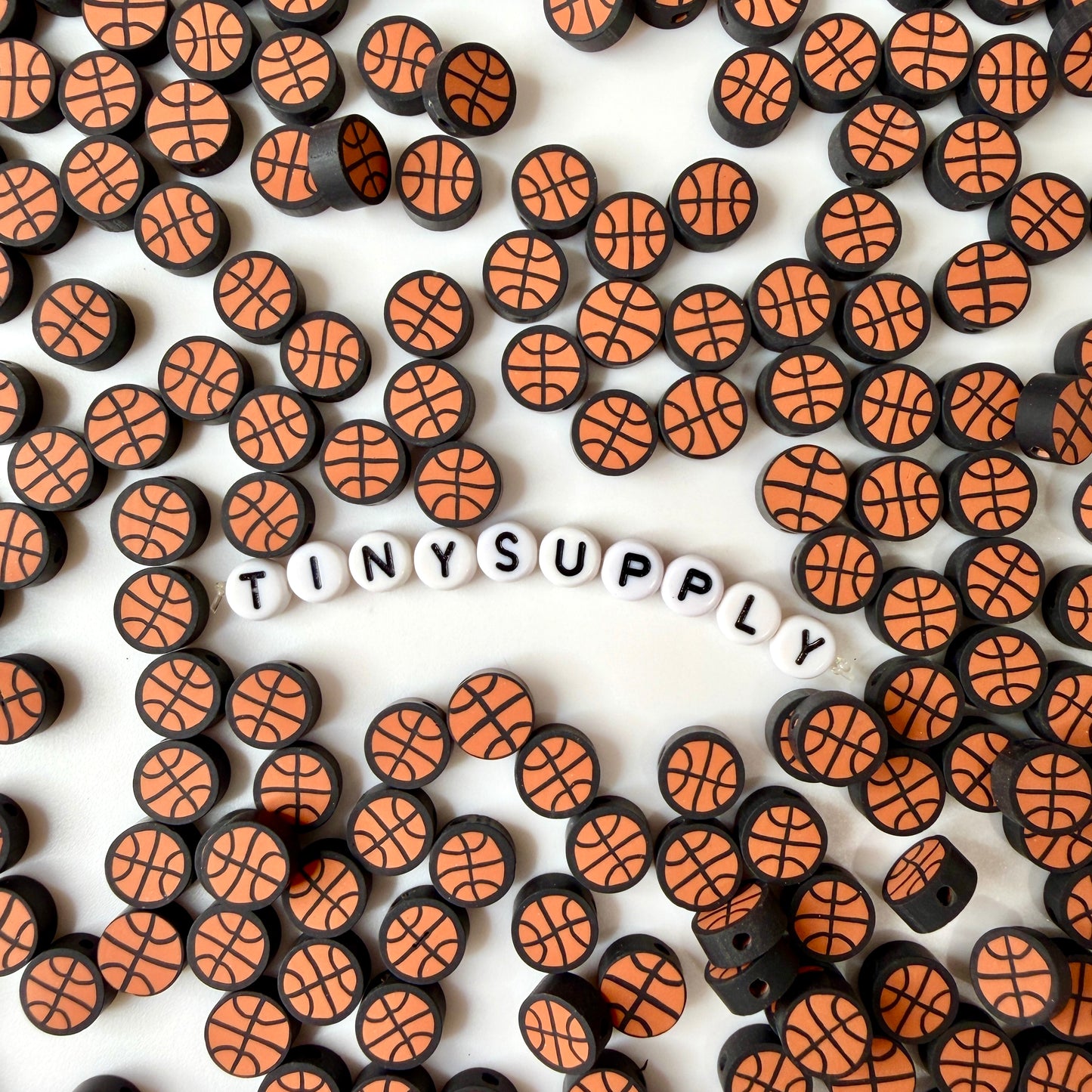 10MM Basketball, Sports Themed Polymer Clay Beads