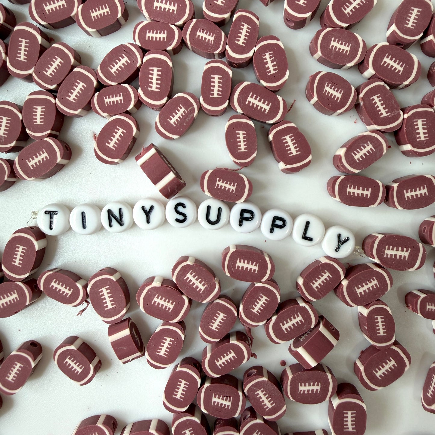 10MM American Football, Sports Themed Polymer Clay Beads