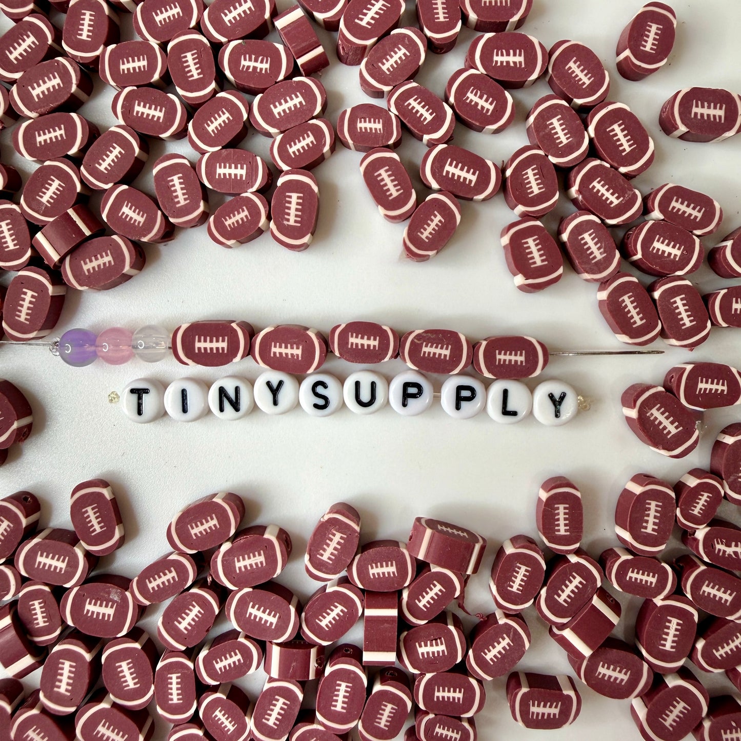 10MM American Football, Sports Themed Polymer Clay Beads