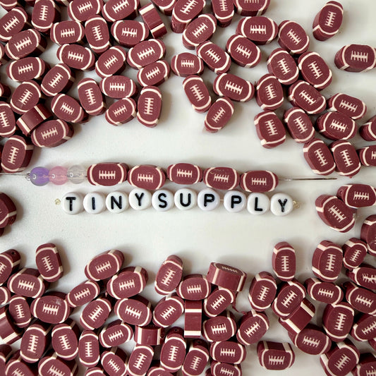 10MM American Football, Sports Themed Polymer Clay Beads
