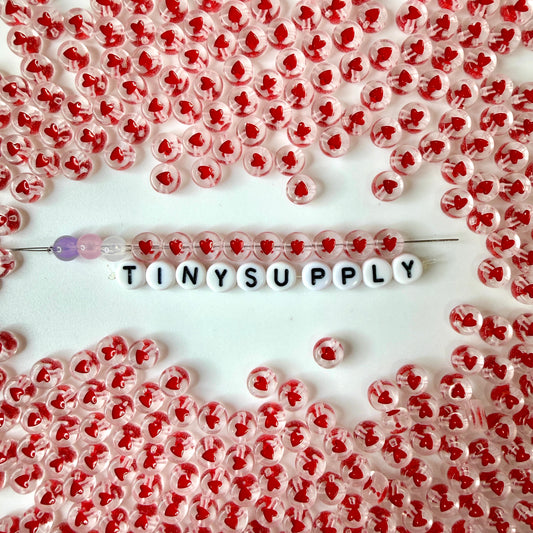 7MM Translucent Bead Colored Heart Acrylic Flat Round Beads