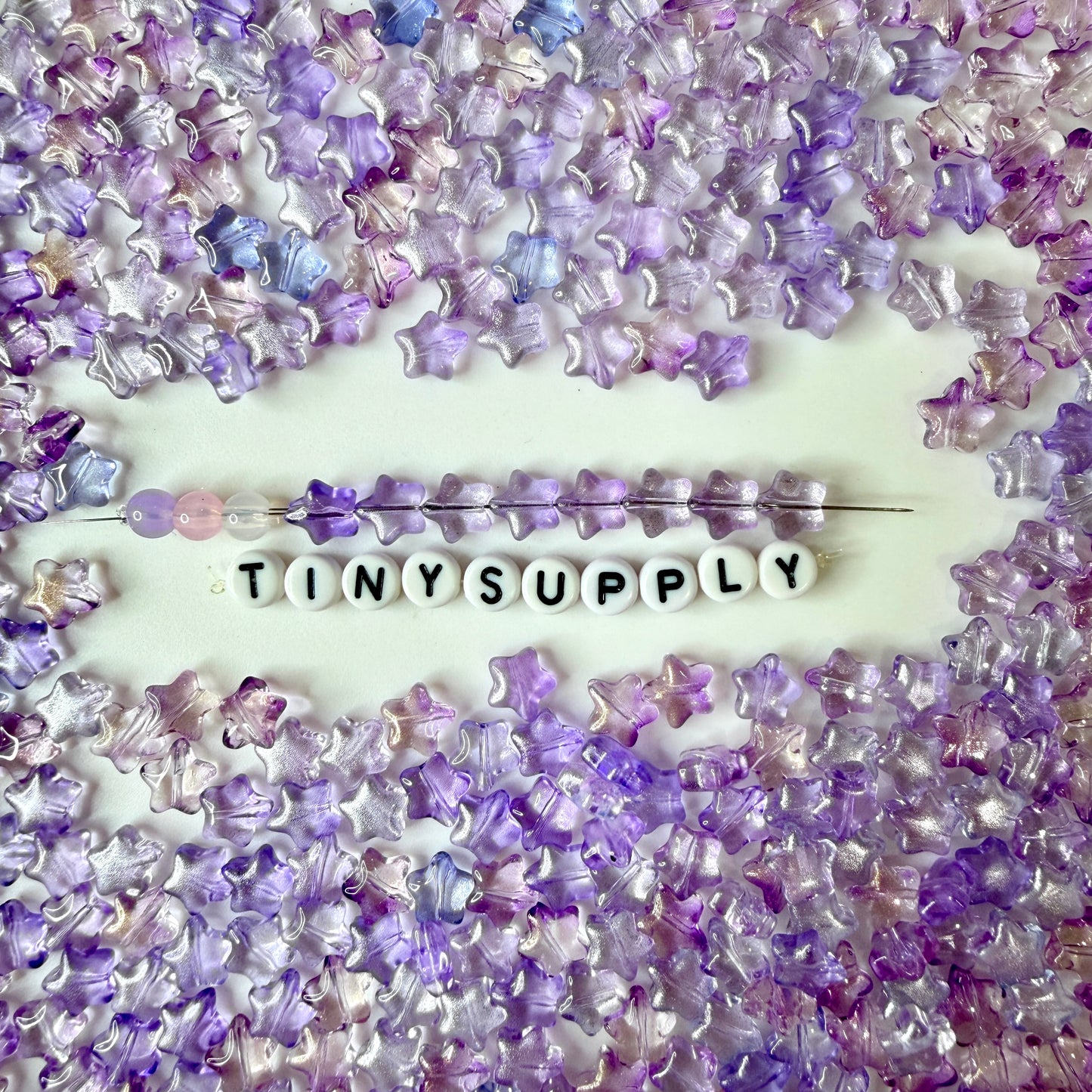 8.5MM Purple Colored Glass Star Beads D01