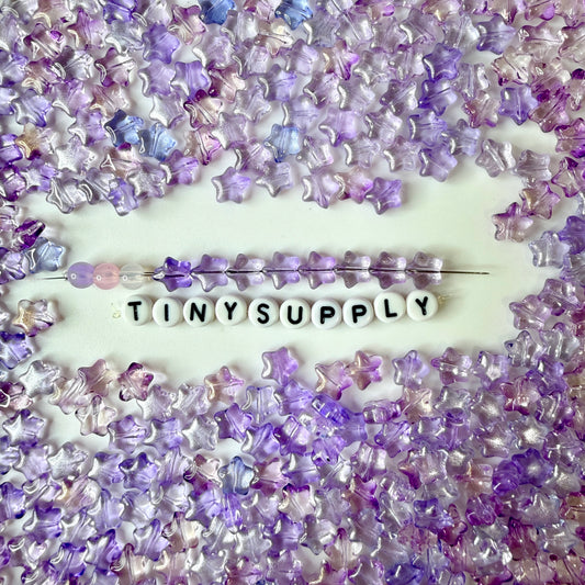 8.5MM Purple Colored Glass Star Beads D01