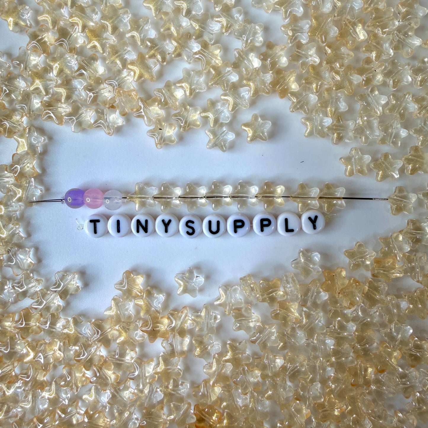 8.5MM Transparent Gold Glitter Colored Glass Star Beads (D03)