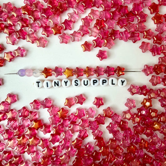 8.5MM Rose Pink Colored Glass Star Beads D05