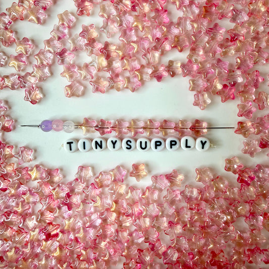 8.5MM Pink Colored Glass Star Beads E01