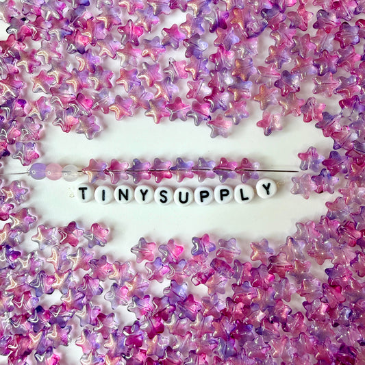 8.5MM Lilac Mix Colored Glass Star Beads E02
