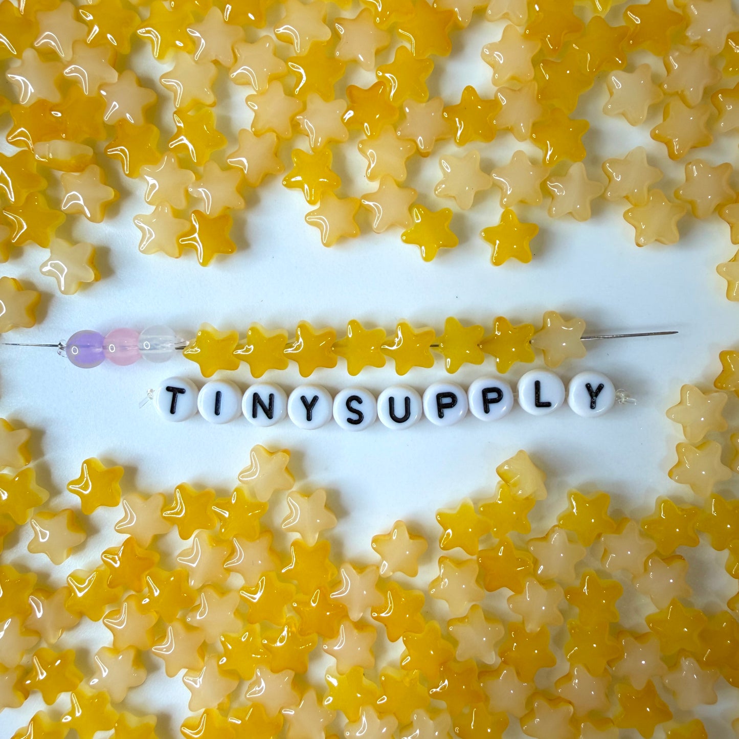 8.5MM Yellow Gold Glass Star Beads AB1