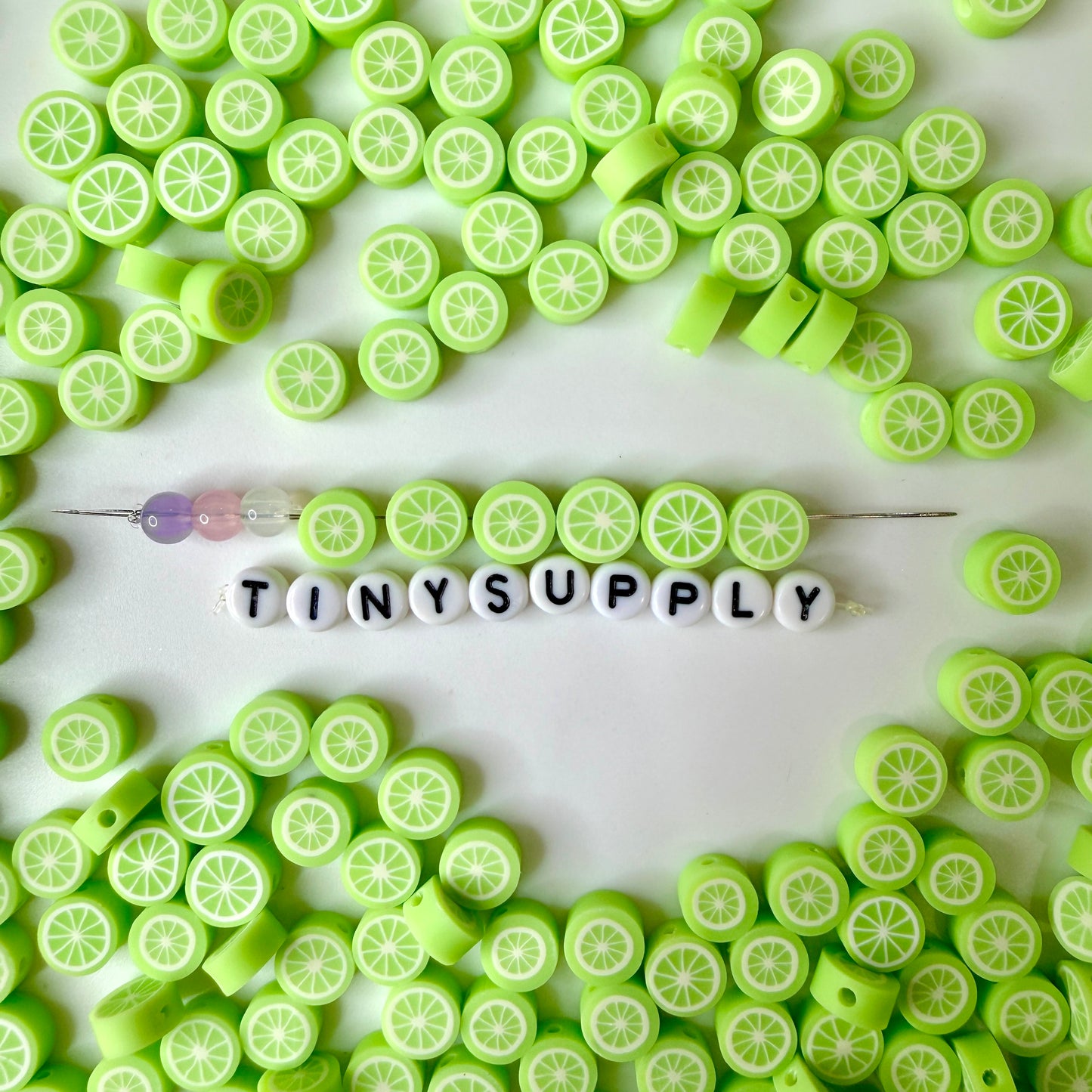 10MM Lime Citrus Fruit Themed Polymer Clay Beads