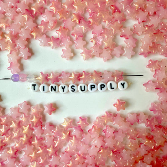 8.5MM Opaque Light Pink Gold Specks Glass Star Beads (AB11)
