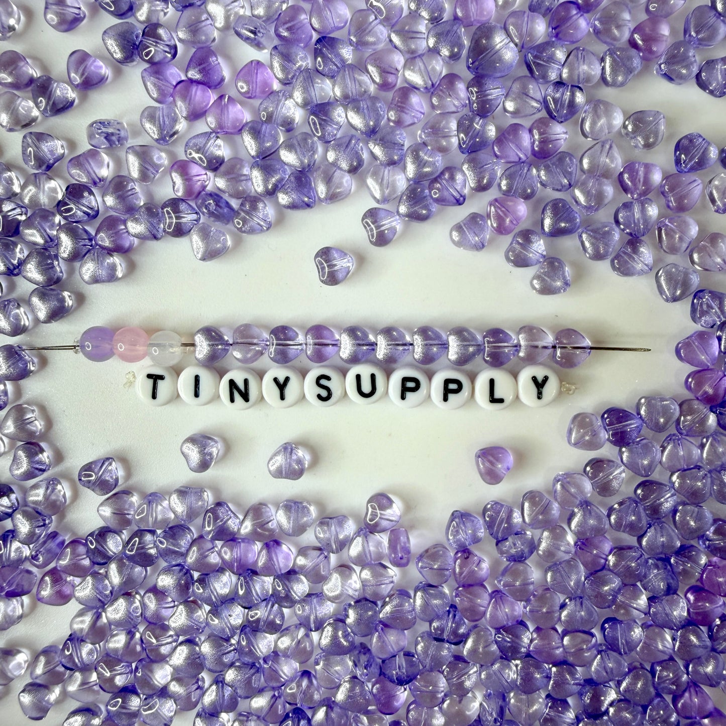 6MM Light Purple Colored Glass Heart Beads B01