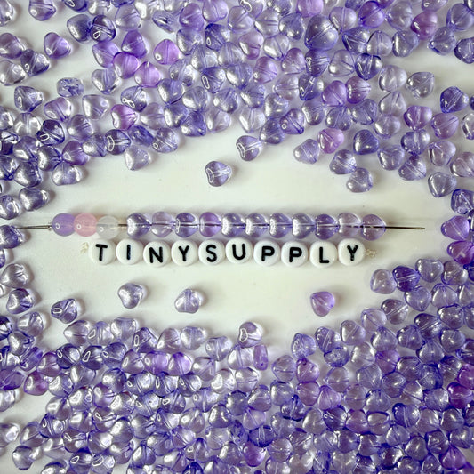 6MM Light Purple Colored Glass Heart Beads B01