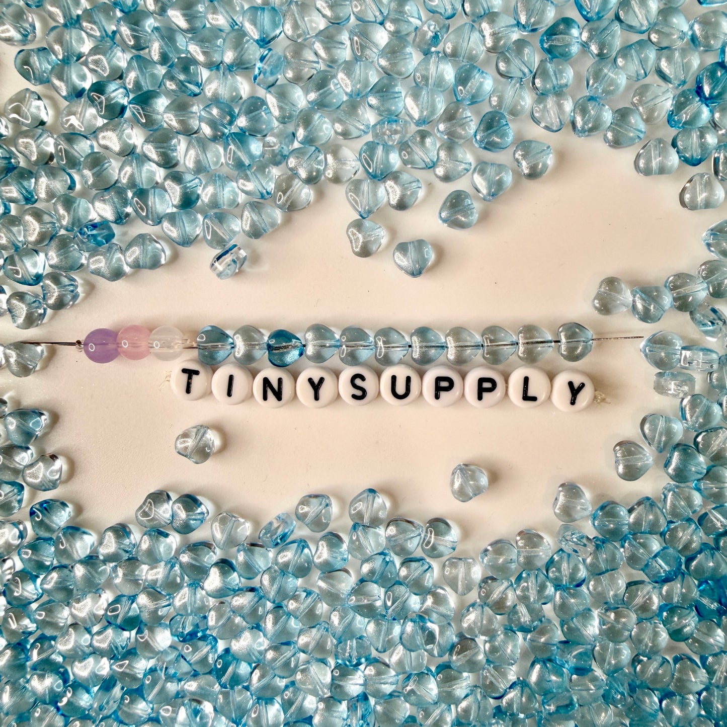6MM Deep Sky Blue Colored Glass Heart Beads B02