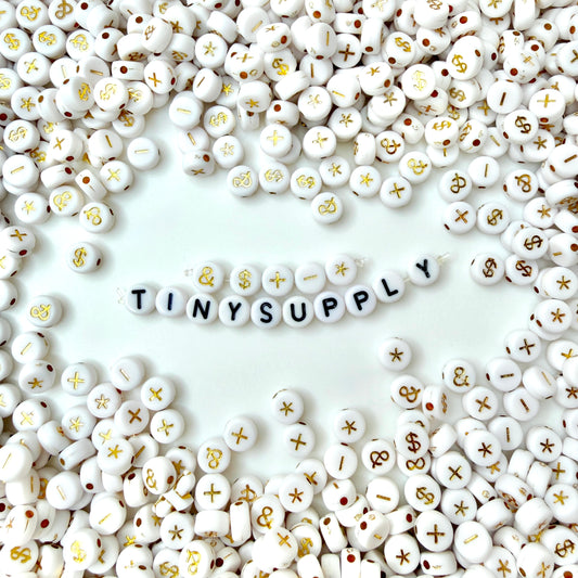 BULK Symbol Pack #1 GOLD Ampersand Asterisk, Minus, Dollar Sign Acrylic Beads