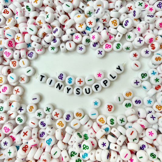 7MM Colorful Mix Ampersand Asterisk, Plus, Minus, Dollar Symbol Beads