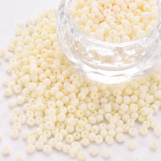 3MM Frosted Beige 8/0 Glass Seed Beads (S048-16) D41-14