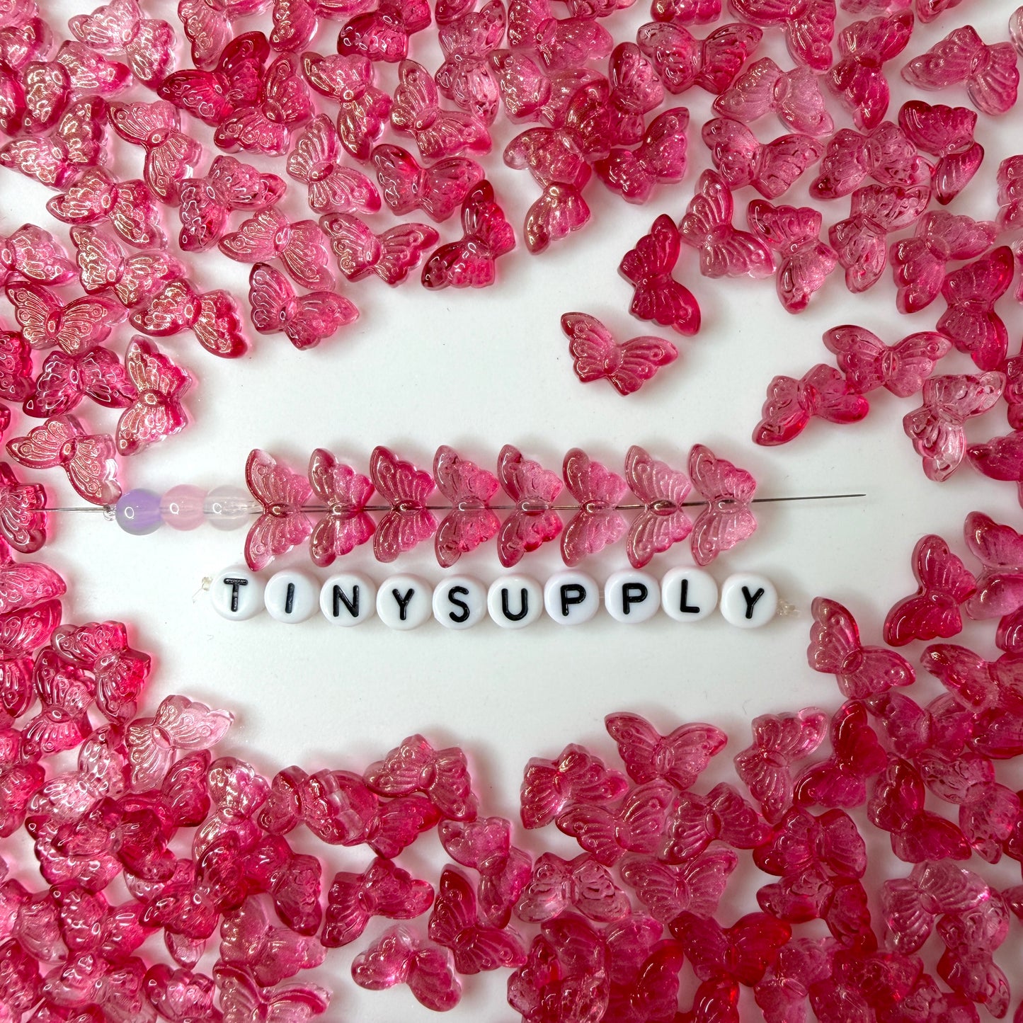 15MM Rose Red Butterfly Speckled Glass Beads