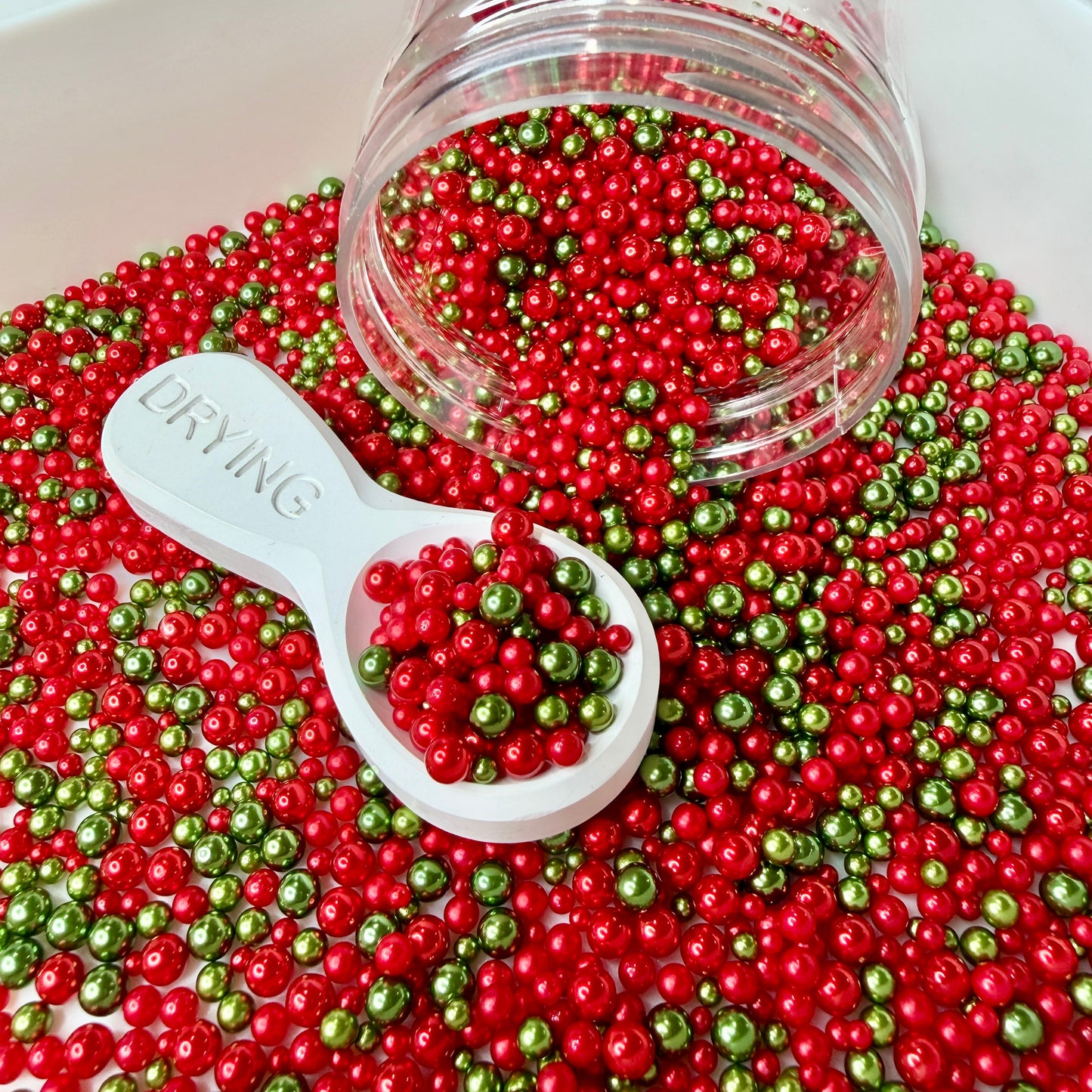 Mixed No Hole Christmas Red Green Pearls (2.5MM-5MM; NOT EDIBLE) D12-07