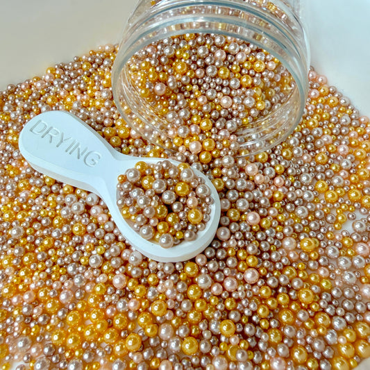 Mixed No Hole Gold Brown Pearls (1.5mm-5mm; NOT EDIBLE) D12-14