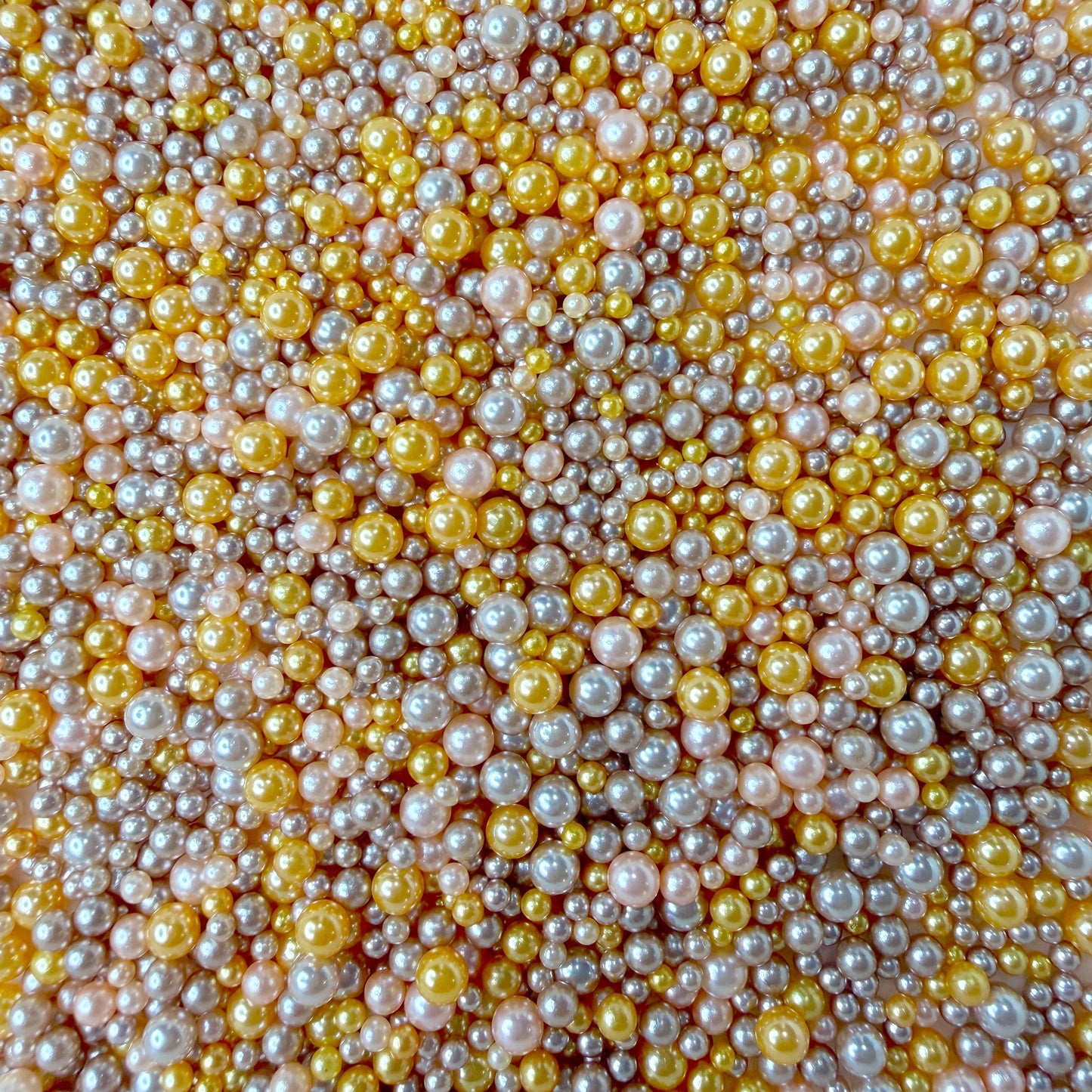 Mixed No Hole Gold Brown Pearls (1.5mm-5mm; NOT EDIBLE) D12-14