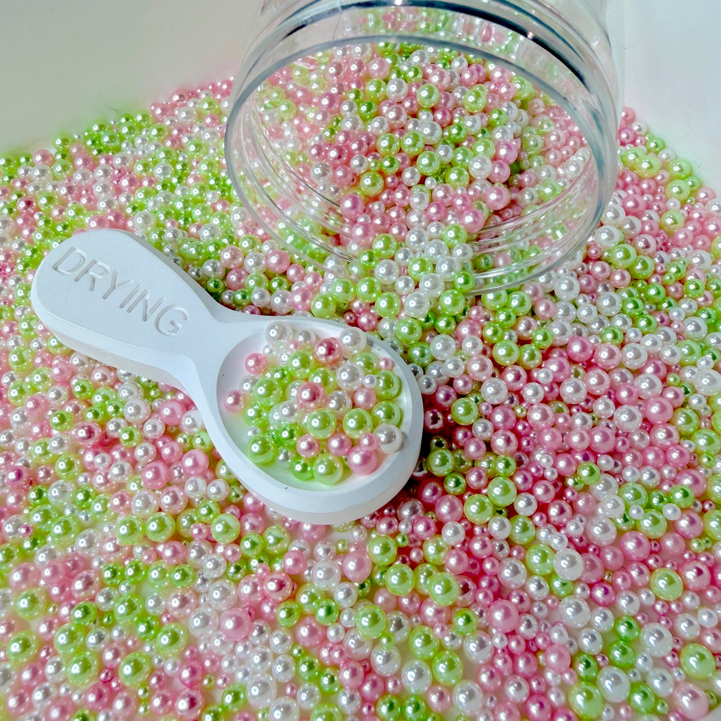 Mixed No Hole Green Pink Pearls (1.5mm-5mm; NOT EDIBLE) D12-23