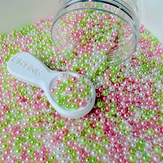 Mixed No Hole Green Pink Pearls (1.5mm-5mm; NOT EDIBLE) D12-23