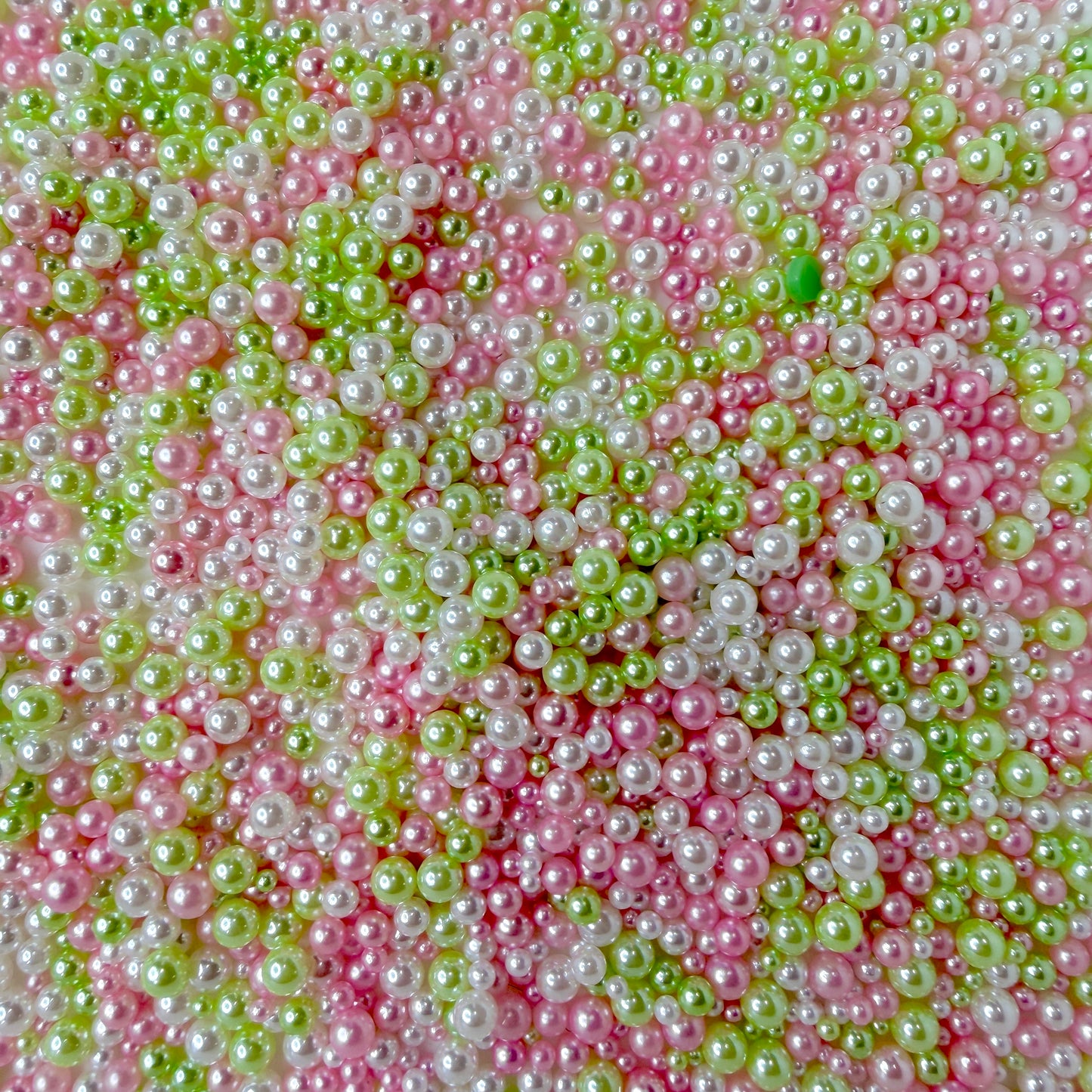 Mixed No Hole Green Pink Pearls (1.5mm-5mm; NOT EDIBLE) D12-23