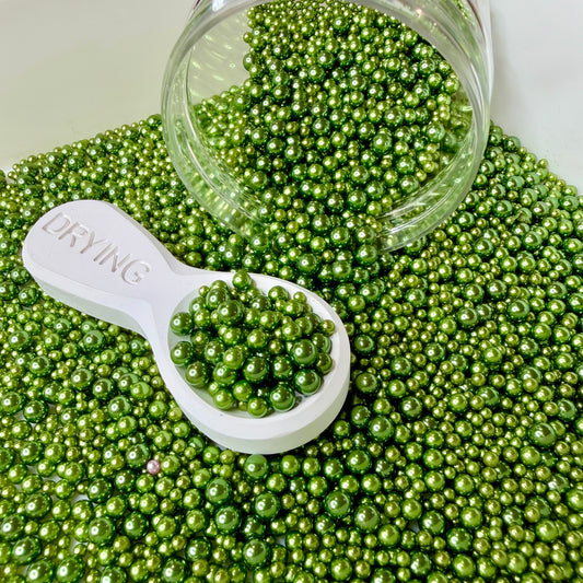 Mixed No Hole Dark Green Pearls (2.5MM-5MM; NOT EDIBLE) D12-27