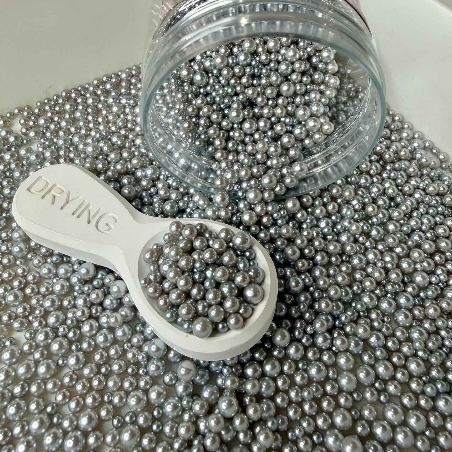 Matte Silver No Hole Pearls Slime (2.5MM-5MM; NOT EDIBLE) D12-31