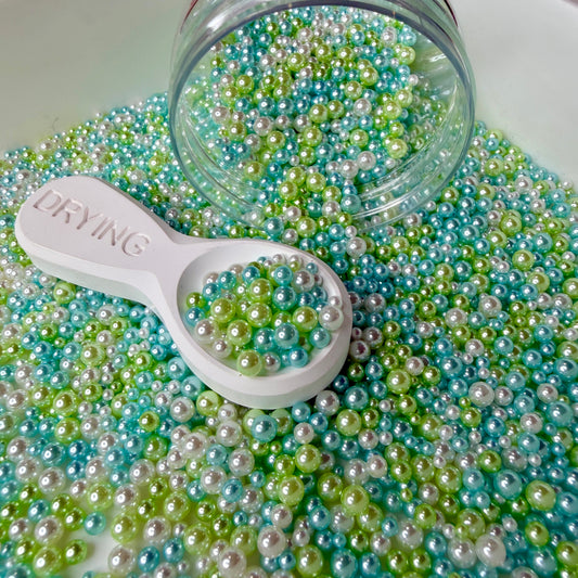 Mixed No Hole Blue Green Pearls (3MM-8MM; NOT EDIBLE) D12-32
