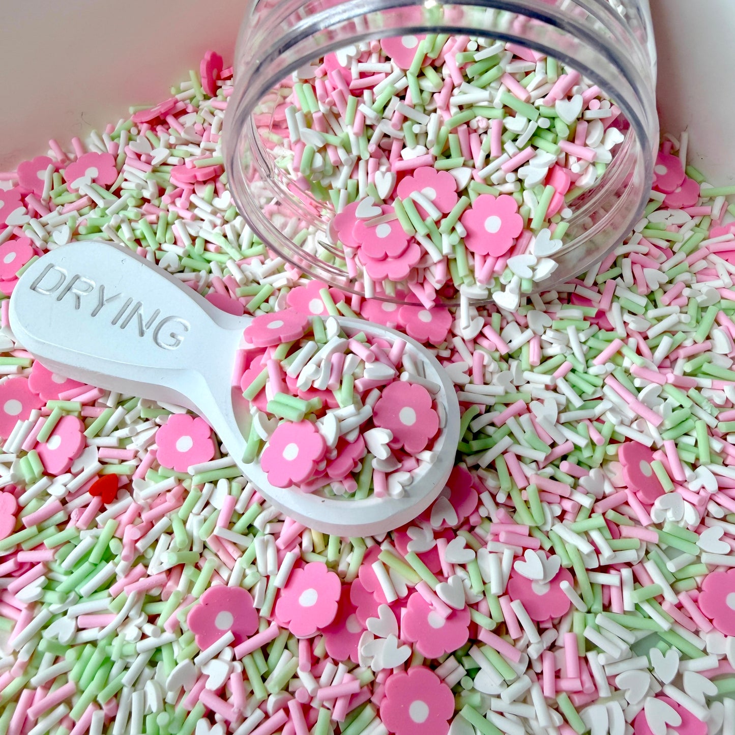 Pink Flower Pearls, Floral Polymer Clay Sprinkles Mix (NOT EDIBLE) D5-02