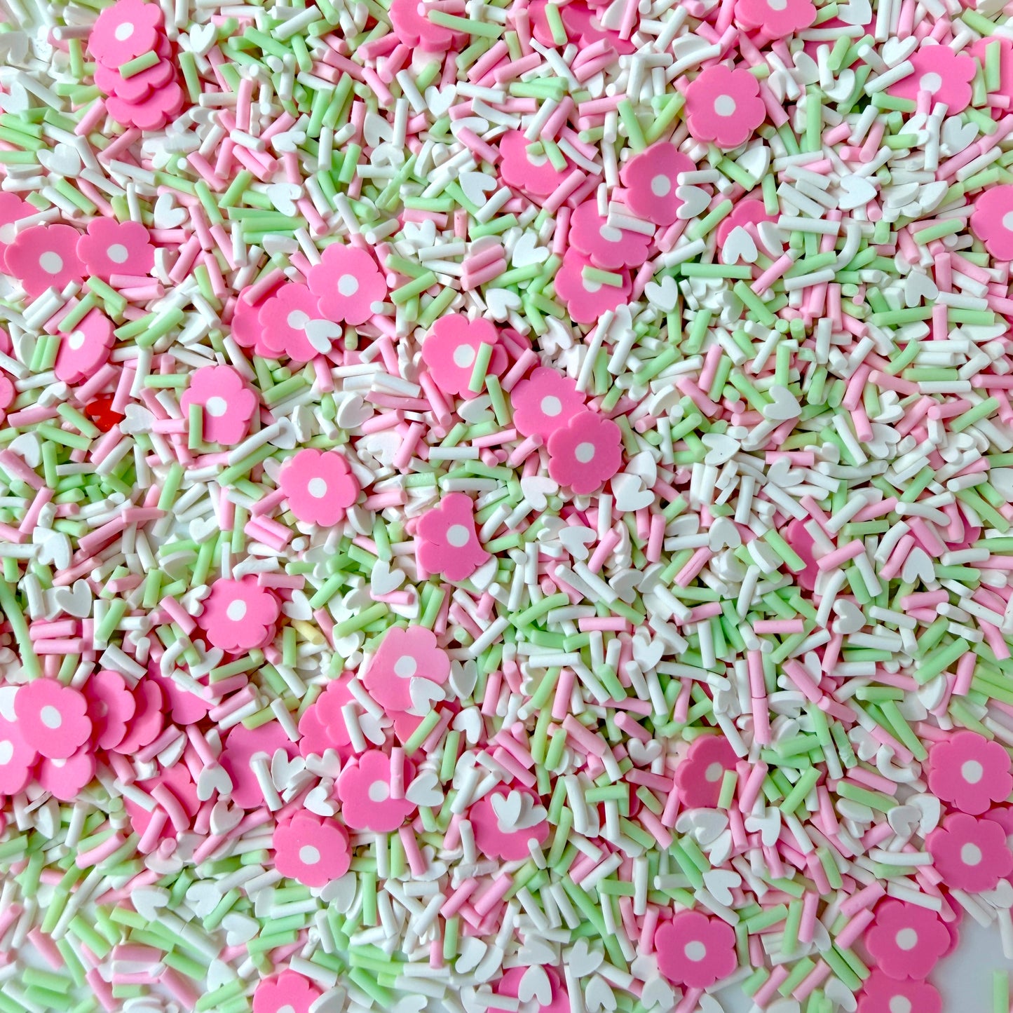 Pink Flower Pearls, Floral Polymer Clay Sprinkles Mix (NOT EDIBLE) D5-02