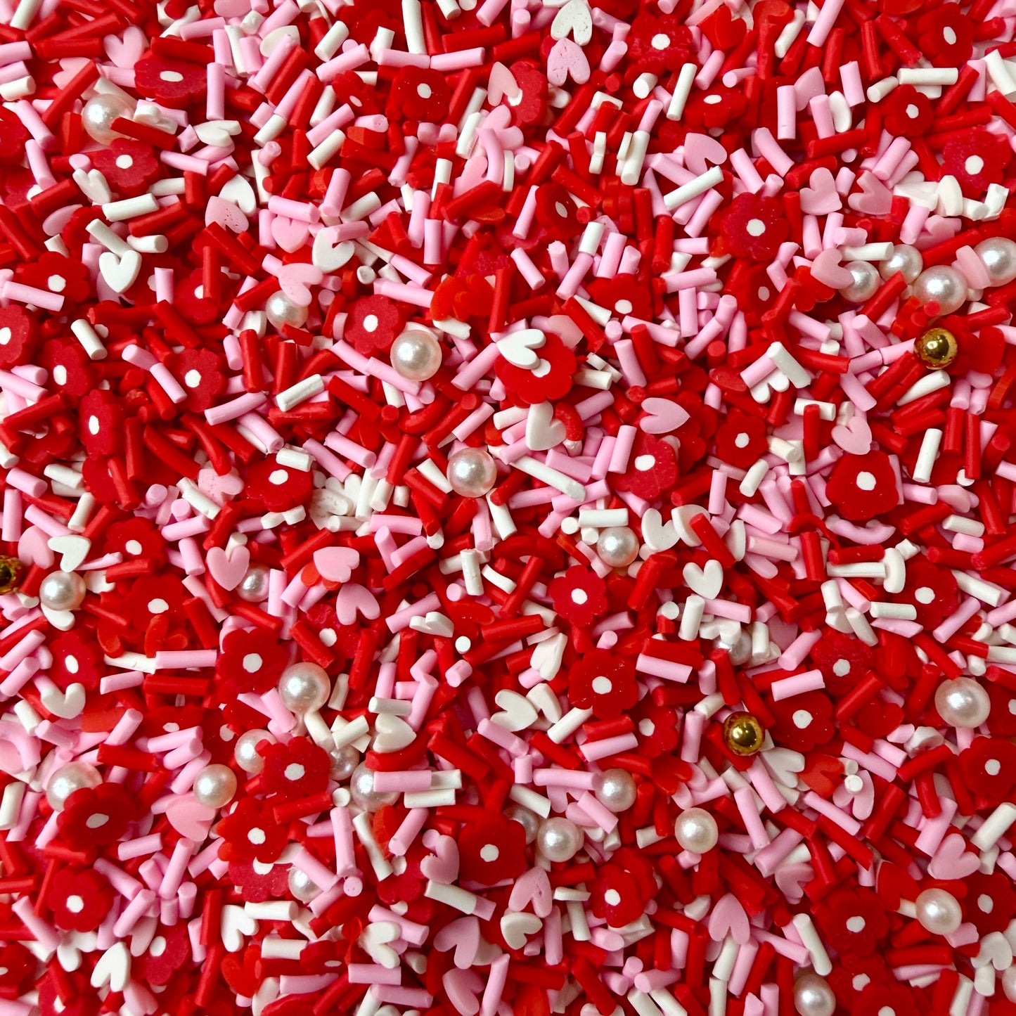 5MM Red Flower Pearls, Floral Polymer Clay Sprinkle Mix (NOT EDIBLE) D5-10