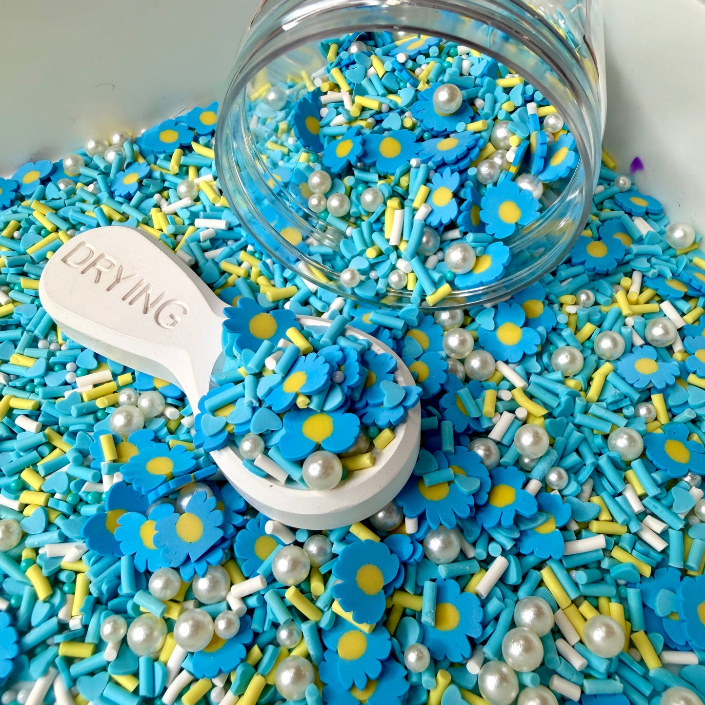 Blue Flower Pearls, Floral Polymer Clay Sprinkle Mix (NOT EDIBLE) D5-28