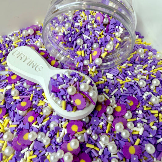 Purple Flower Pearls, Floral Polymer Clay Sprinkle Mix (NOT EDIBLE) D5-19