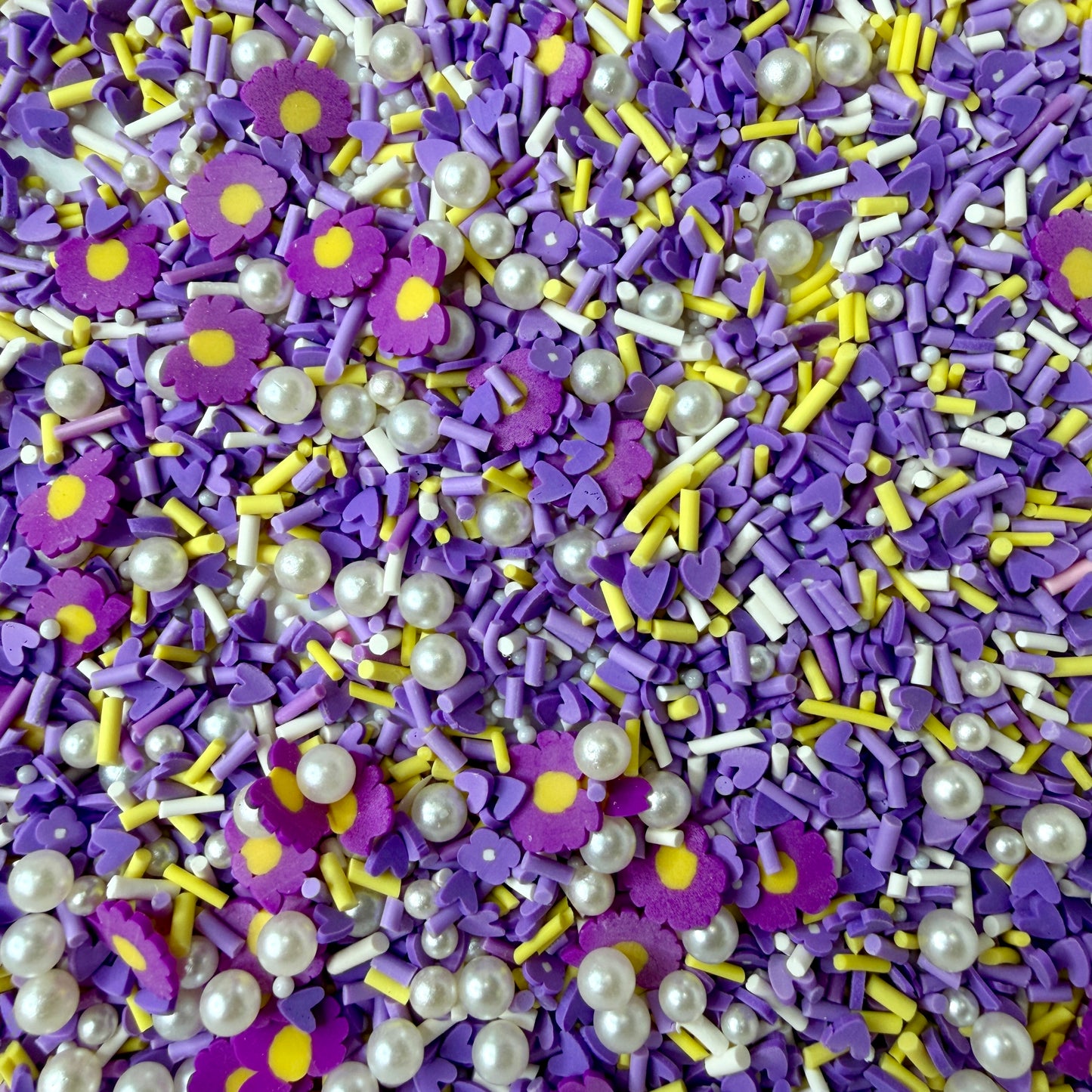 Purple Flower Pearls, Floral Polymer Clay Sprinkle Mix (NOT EDIBLE) D5-19