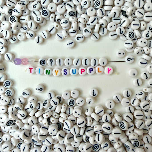 7MM Symbol Pack #2, Uncommon Punctuation Mark Acrylic Beads (!,@?;)