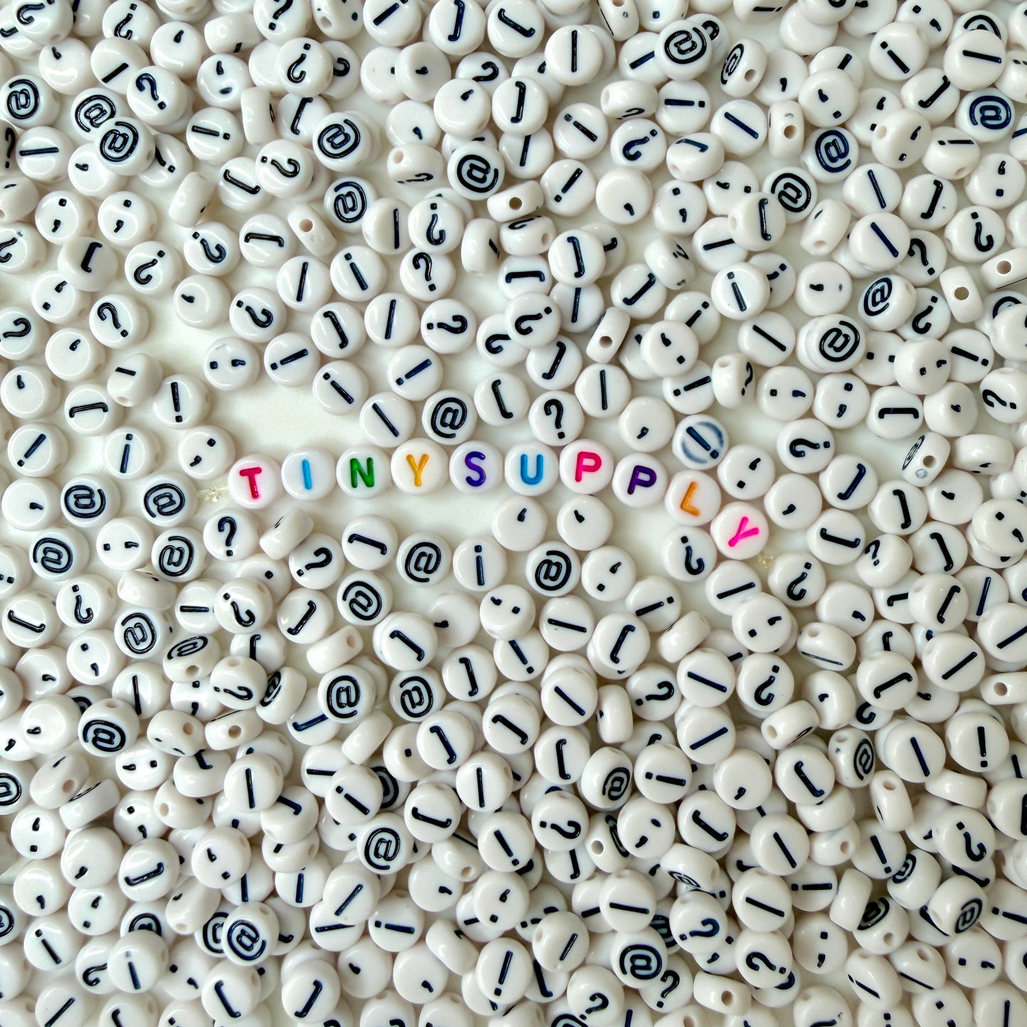 7MM Symbol Pack #2, Uncommon Punctuation Mark Acrylic Beads (!,@?;)