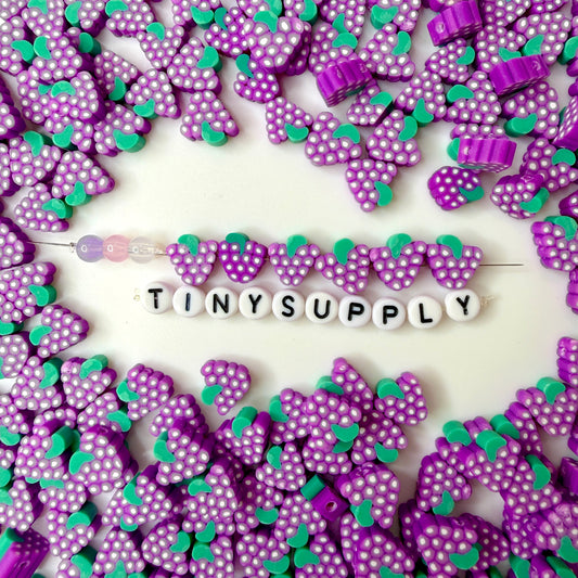 10MM Purple Grape Themed Polymer Clay Beads