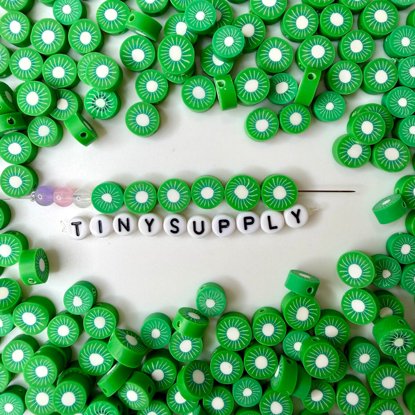10MM Kiwi Fruit Themed Polymer Clay Beads