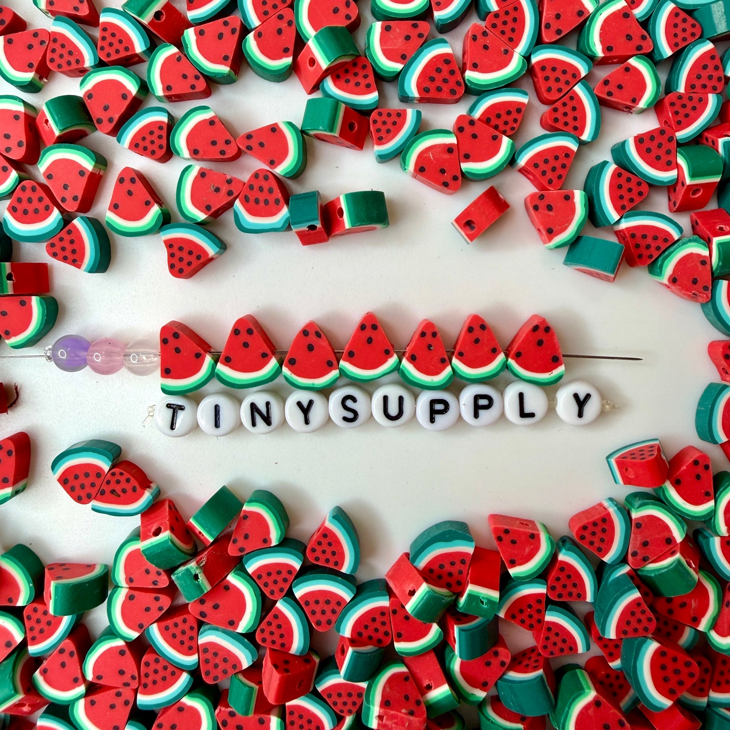11MM Watermelon Slice Fruit Themed Polymer Clay Beads (11mm x 10mm, Hole: 1.6mm)
