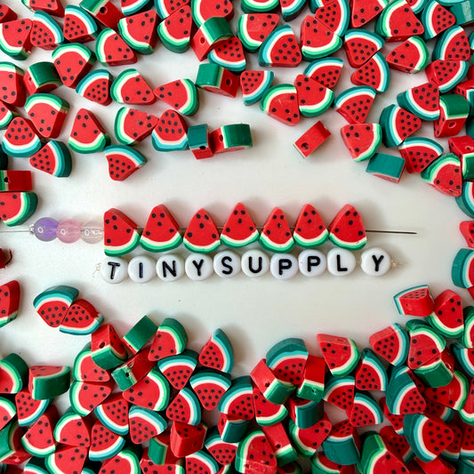 11MM Watermelon Slice Fruit Themed Polymer Clay Beads (11mm x 10mm, Hole: 1.6mm)